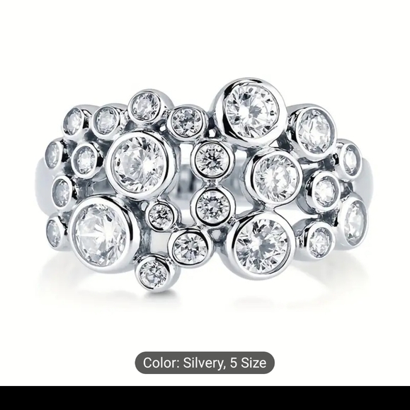 Jewelry - 🫧 🫧NEW🫧🫧 BEAUTIFUL!! Bubble CZ Ring in SILVER Plating